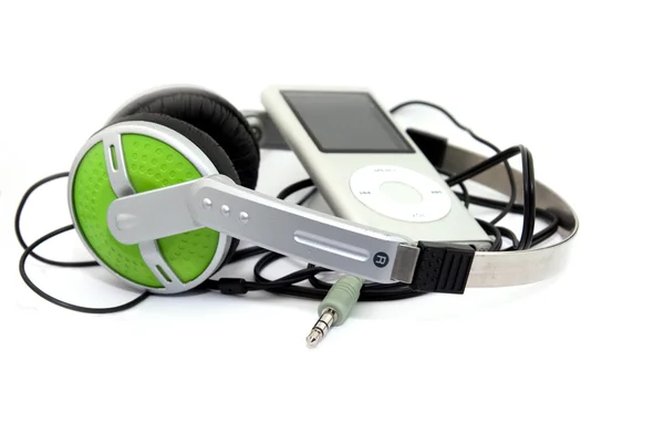 Auriculares y reproductor de MP3 —  Fotos de Stock