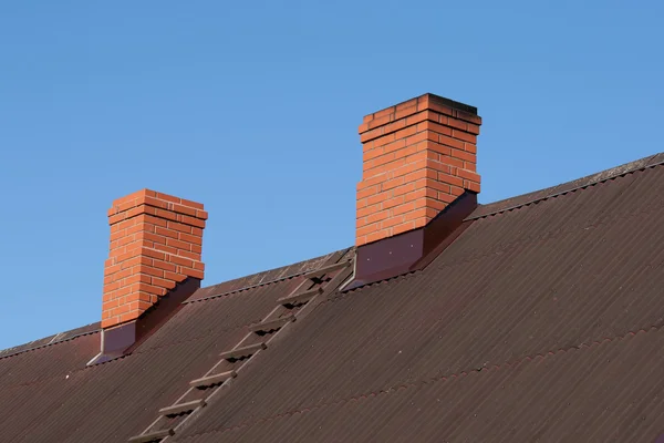 Two brick chimney — Stock Photo, Image