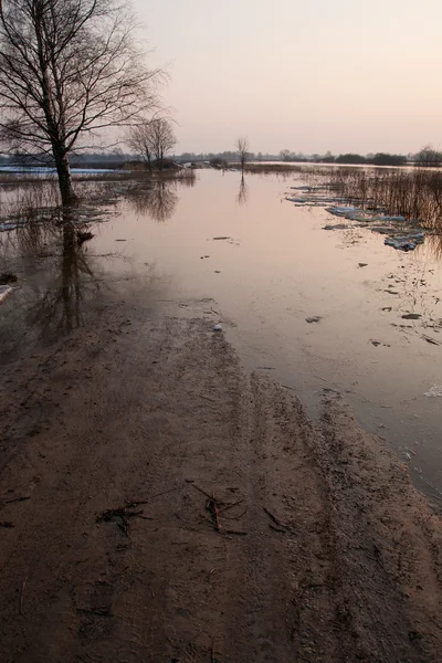 Затопленная дорога — стоковое фото