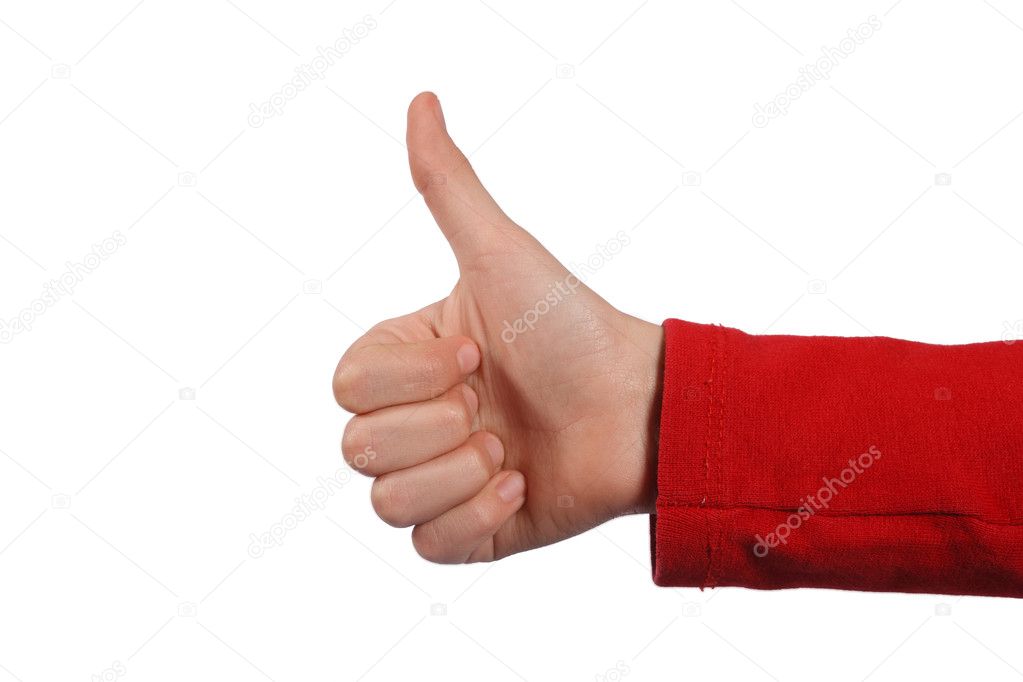 Children hand showing thumbs up