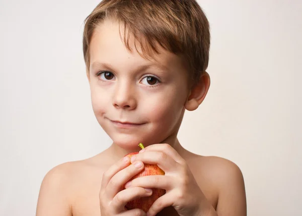 Хлопчик з яблуком Стокове Фото