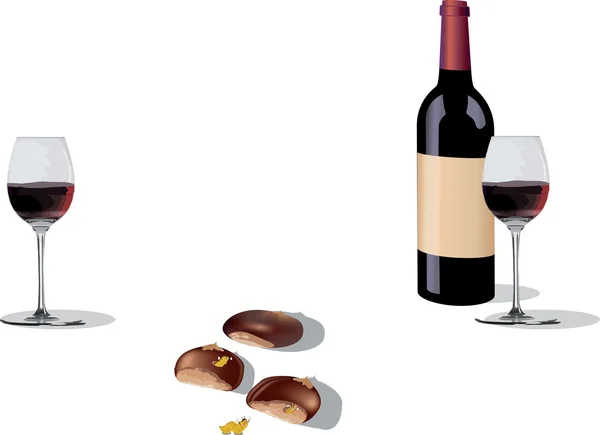 Castagne con vino — Stock Vector