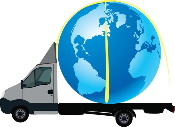 Internationella vägtransporter med lastbil, — Stock vektor