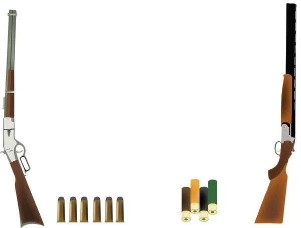 Armes à feu avec cartouches — Image vectorielle