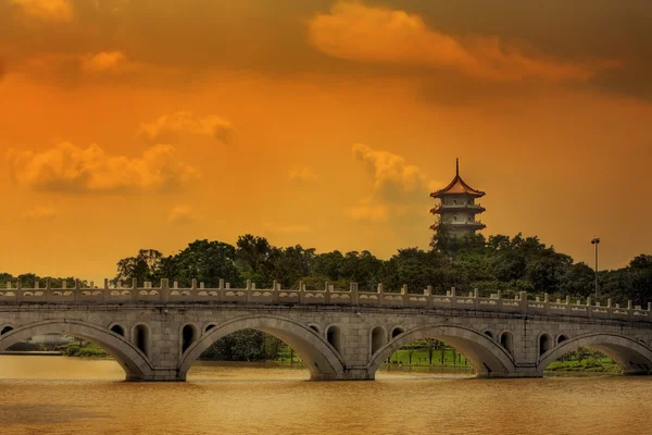 stock image Pagoda and bridge