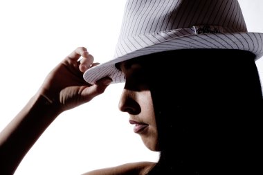 Hat shot of fashion model in clipart