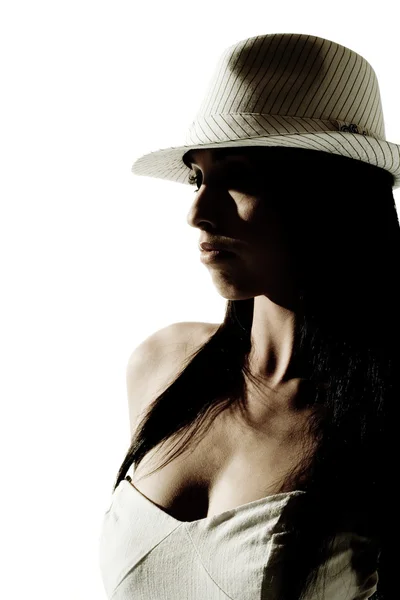 Hat shot of fashion model in — Stock Photo, Image