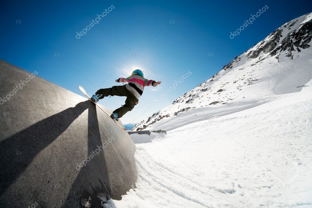 Snowboarding action