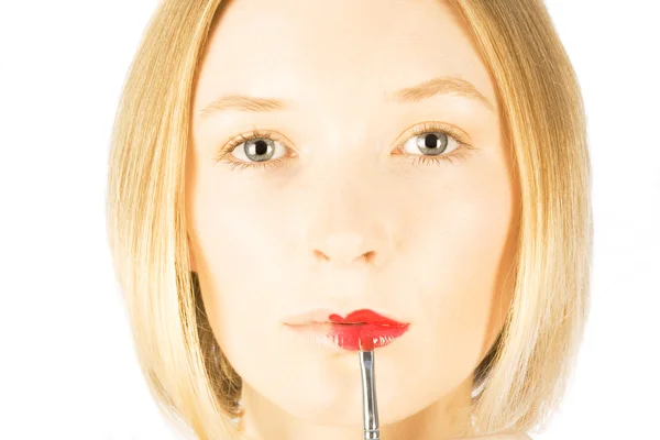 립스틱 응용 프로그램 — 스톡 사진
