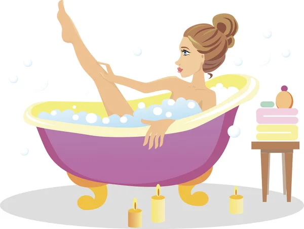 Девушка принимает ванну — стоковый вектор