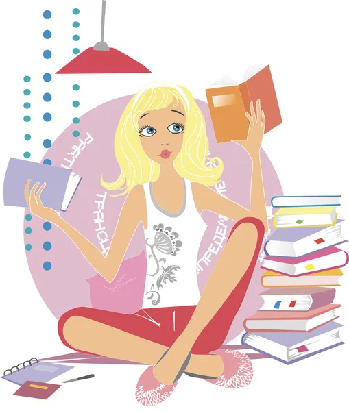 Mädchen liest ein Buch — Stockvektor