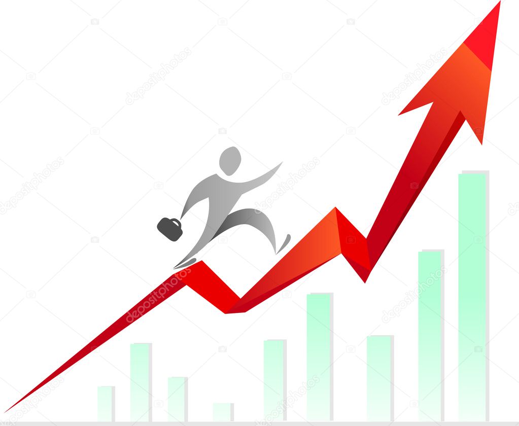 Man climbing the stairs, made of raising graph