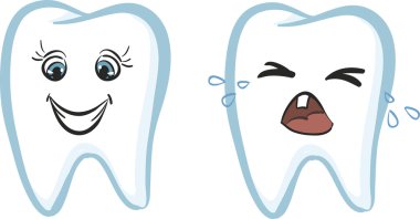 Beyaz bir arka plan üzerinde çizim diş karakter