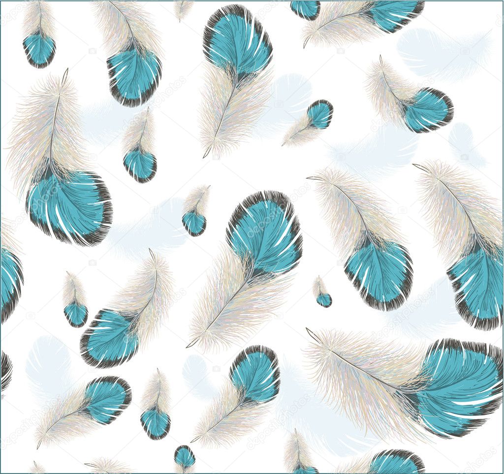 Seamless background with feathers