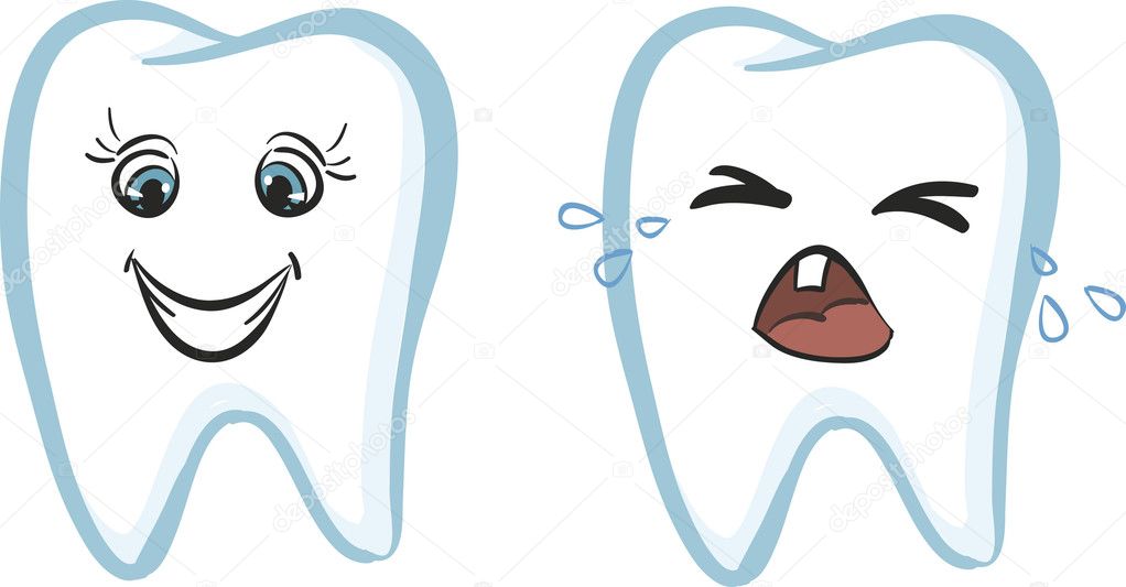 Dental character drawing on a white background