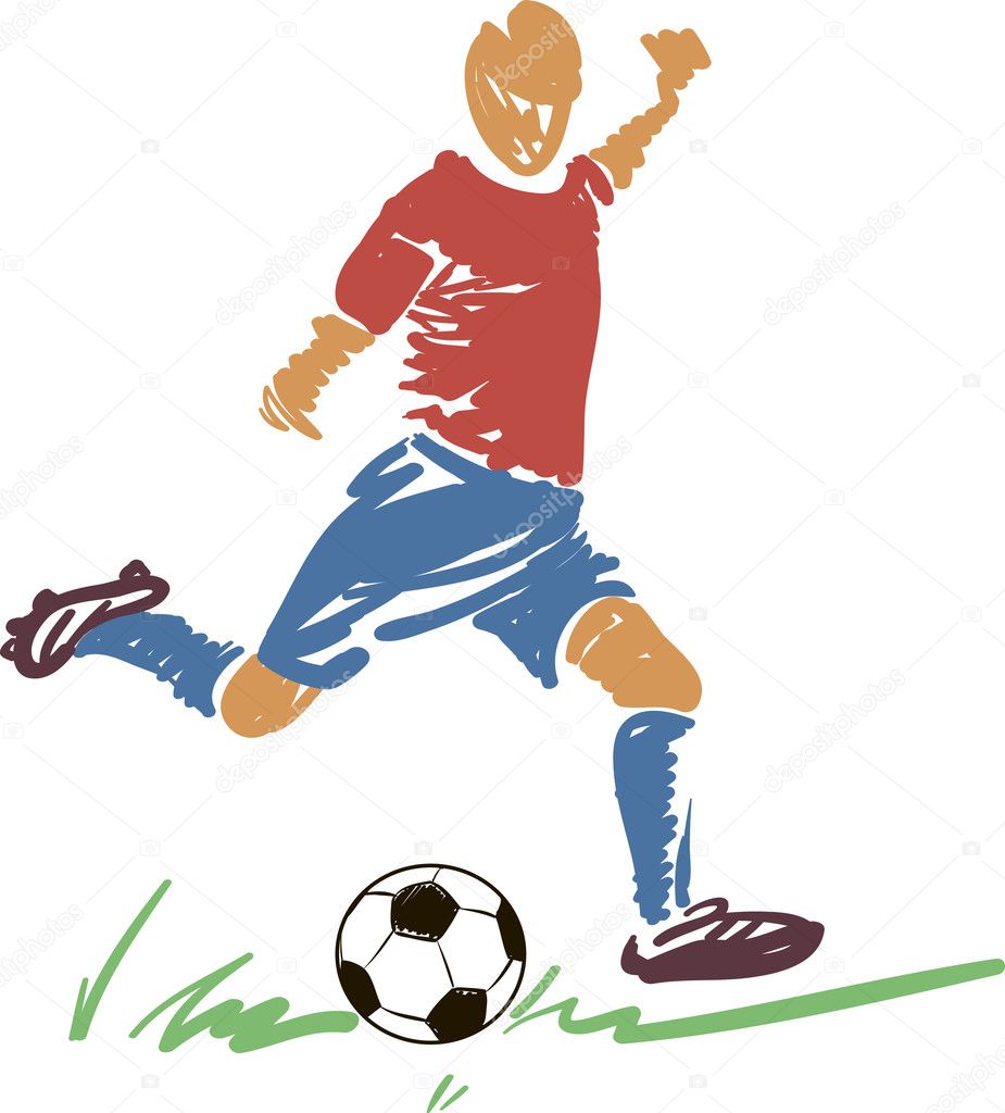 Vector - Football Player with Soccer Ball Stock Photo - Illustration of  football, motion: 196029084