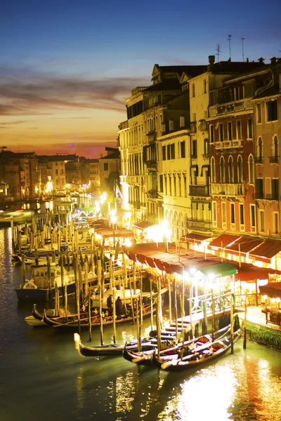 Canale Grande w Wenecji w nocy. Włochy — Zdjęcie stockowe