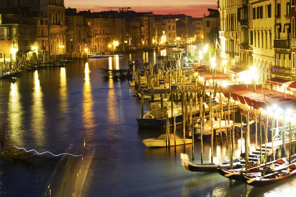 Grande Canal à noite, Veneza. Itália — Fotografia de Stock