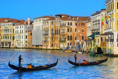 Venedik, İtalya 'da Gondollar