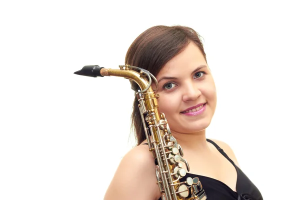 stock image Girl with a saxophone