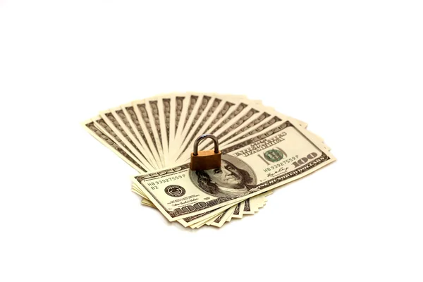 Money dollars with lock — Stock Photo, Image