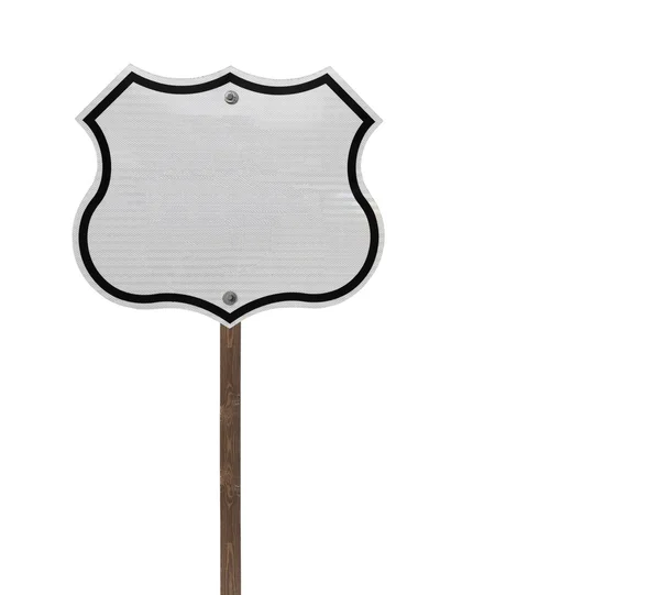 Sinal de interestadual isolado em branco alto no Wood Post — Fotografia de Stock