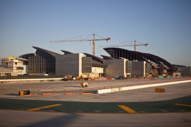 LAX Airport Bradley Terminal Construction in Warm Afternoon Light clipart