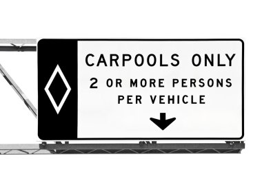 Overhead Freeway Carpool Only Sign Isolated clipart