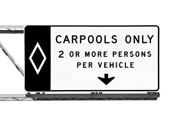 Overhead Freeway Carpool apenas sinal isolado — Fotografia de Stock