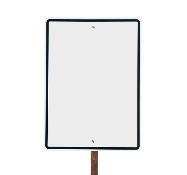 分離された空白の白い垂直道路標識. — ストック写真