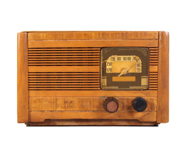 Antieke radio geïsoleerd op wit — Stockfoto