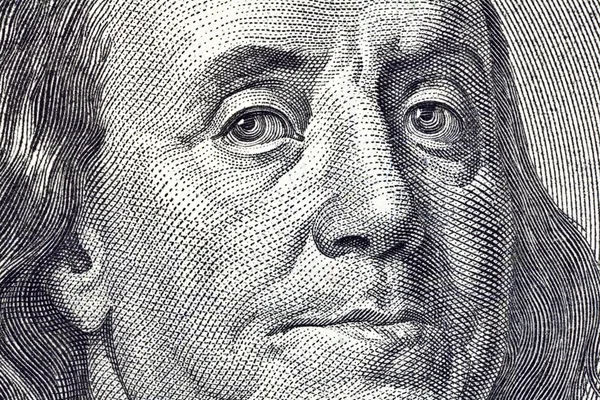 Ben Franklin Macro perto conta $100 — Fotografia de Stock