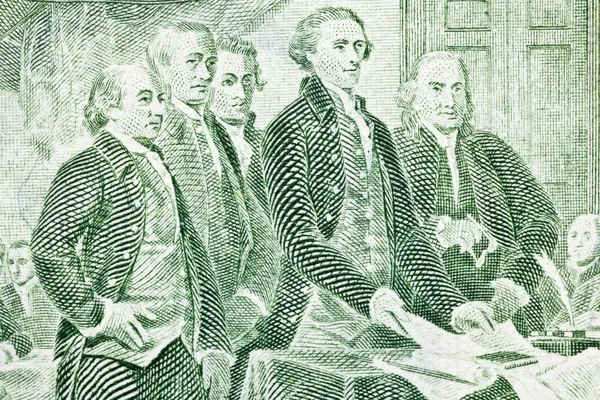 Δύο Δολάριο νομοσχέδιο μακροεντολών παρουσίαση της Διακήρυξης της ανεξαρτησίας — Φωτογραφία Αρχείου