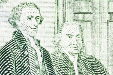 Thomas Jefferson and Benjamin Franklin Macro Close Up US Two Dol clipart