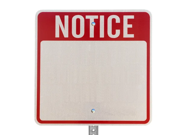 Blank Notice Caution Sign Isolated — Stock Photo, Image