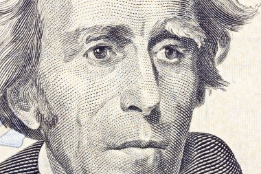 Andrew jackson Macro Close Up US Twenty Dollar Bill clipart