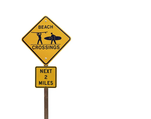 Značka varování přejezd surfař — Stock fotografie
