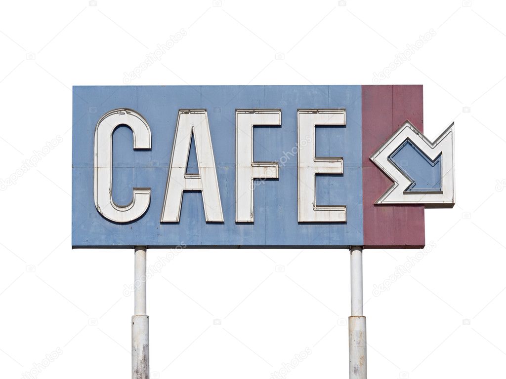 Vintage Generic Cafe Sign Isolated