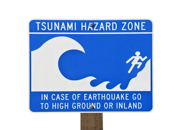 Sinal da zona de aviso do tsunami — Fotografia de Stock