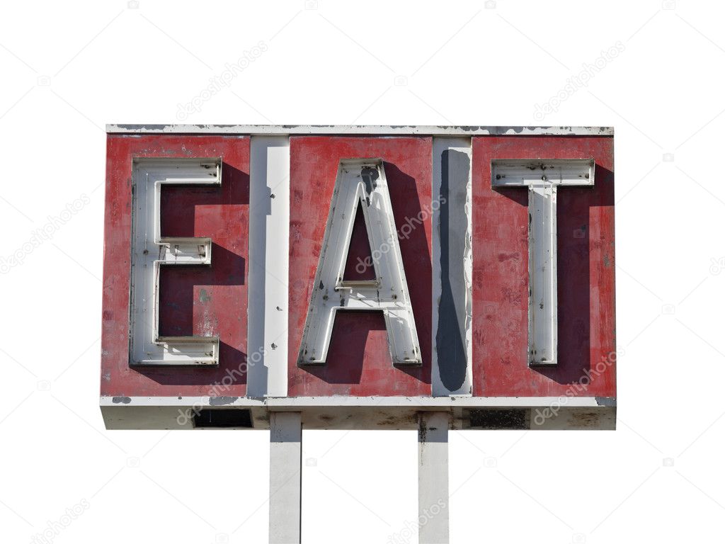 Eat Sign Ruin Isolated