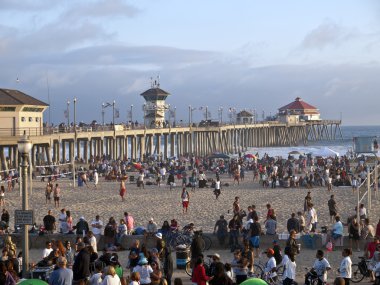 Huntington Beach California Summer Crowds clipart