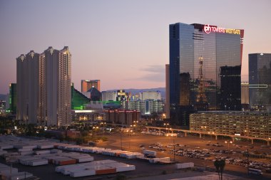 Warm sunset light on the south end of the Las Vegas Strip. clipart