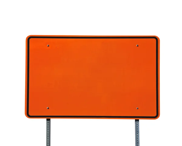 Gran señal de carretera naranja en blanco — Foto de Stock
