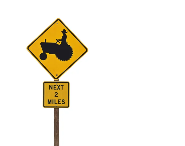 农场拖拉机警告标志 — 图库照片