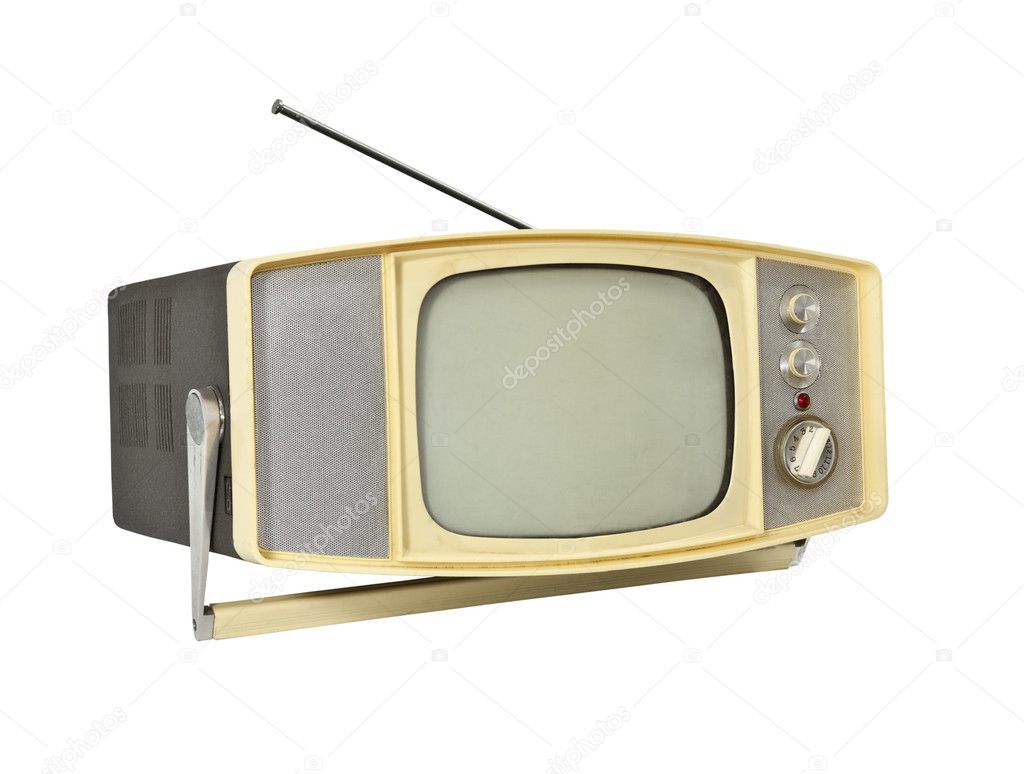 1960's Portable TV with handle stand and antenna.