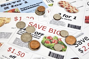 Fake Coupons with US Coins clipart