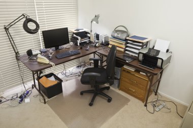 Home Office with Chaotic Cords clipart