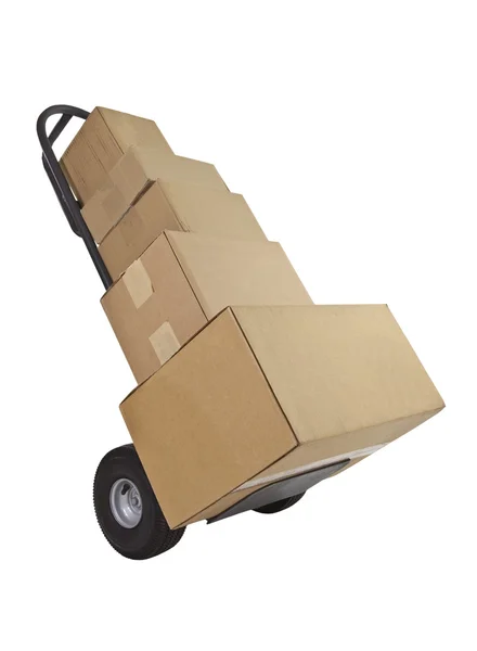 stock image Box Loaded Delivery Dolly