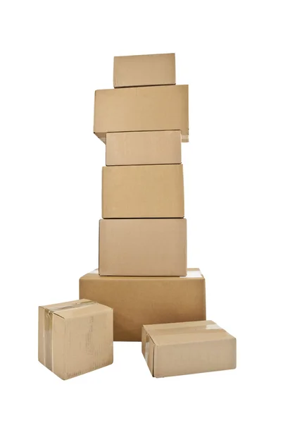 Vysoký stoh krabic — Stock fotografie