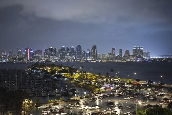Nuit pluvieuse au port de San Diego — Photo